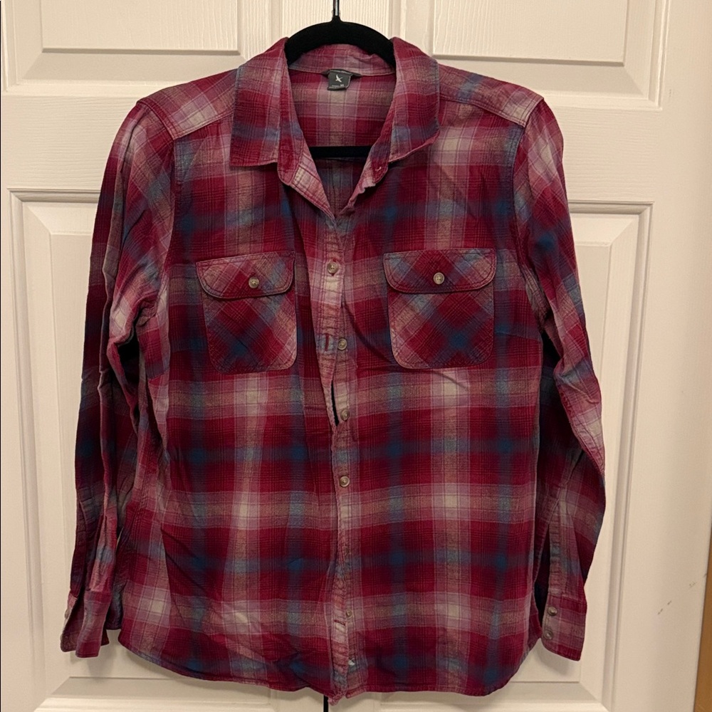 Eddie Bauer Women's XL Red Plaid Button-Up Shirt